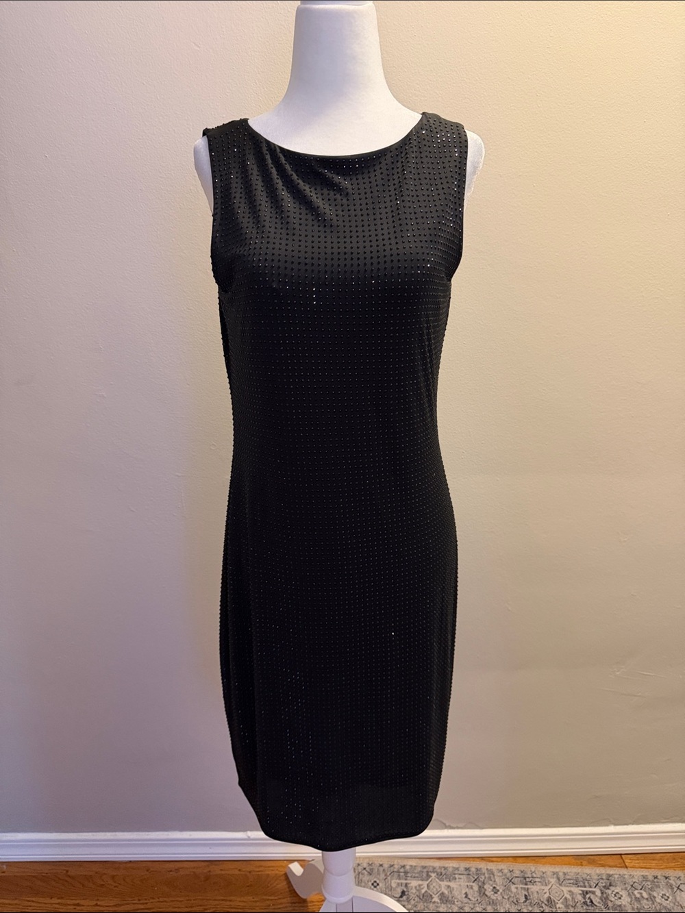 WHBM Black Sleeveless Embellished Dress